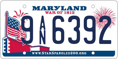 MD license plate 9AN6392