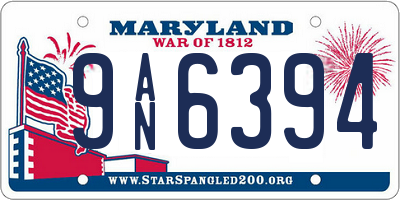 MD license plate 9AN6394
