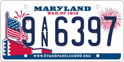 MD license plate 9AN6397