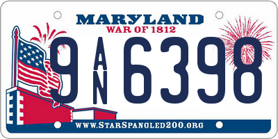 MD license plate 9AN6398