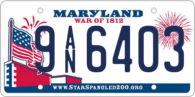 MD license plate 9AN6403