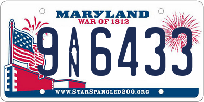 MD license plate 9AN6433