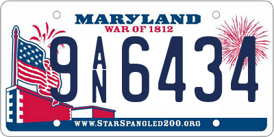 MD license plate 9AN6434