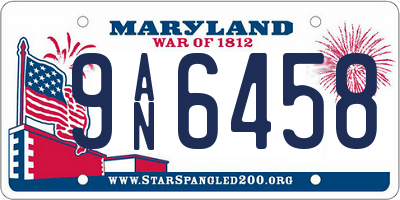 MD license plate 9AN6458
