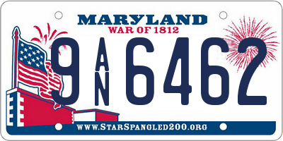 MD license plate 9AN6462