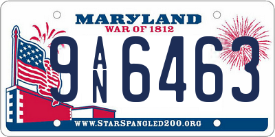MD license plate 9AN6463
