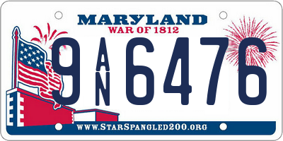 MD license plate 9AN6476