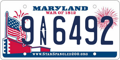 MD license plate 9AN6492