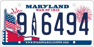 MD license plate 9AN6494
