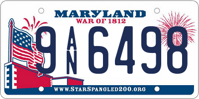 MD license plate 9AN6498