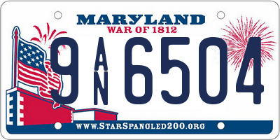 MD license plate 9AN6504