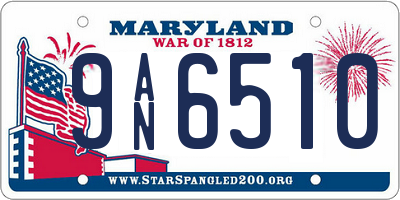 MD license plate 9AN6510