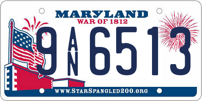 MD license plate 9AN6513