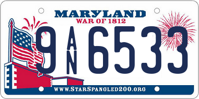 MD license plate 9AN6533