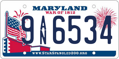 MD license plate 9AN6534