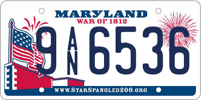 MD license plate 9AN6536