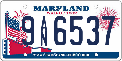 MD license plate 9AN6537