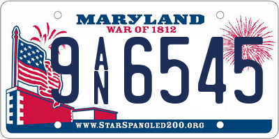 MD license plate 9AN6545