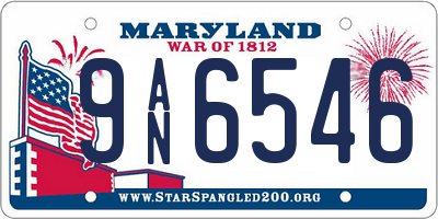 MD license plate 9AN6546