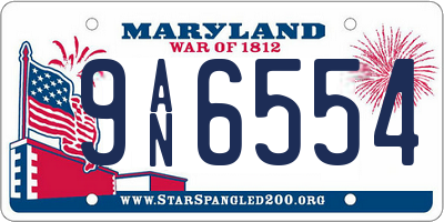 MD license plate 9AN6554