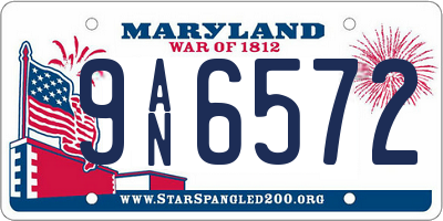 MD license plate 9AN6572