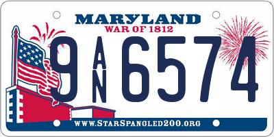 MD license plate 9AN6574