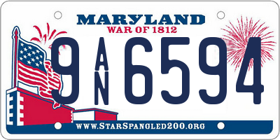MD license plate 9AN6594