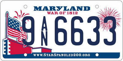 MD license plate 9AN6633