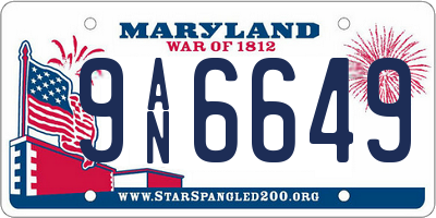 MD license plate 9AN6649