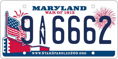 MD license plate 9AN6662