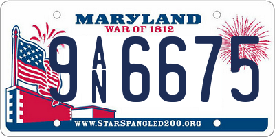 MD license plate 9AN6675