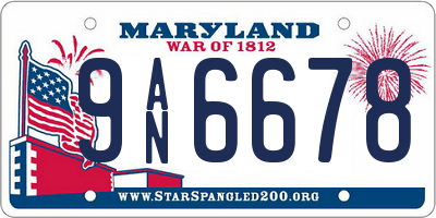 MD license plate 9AN6678