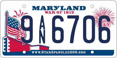 MD license plate 9AN6706