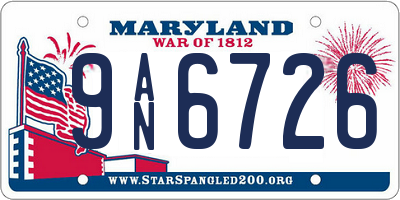 MD license plate 9AN6726