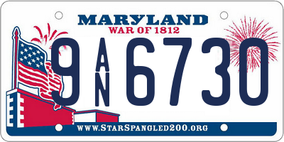 MD license plate 9AN6730