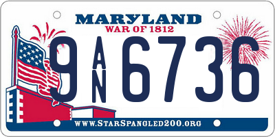 MD license plate 9AN6736