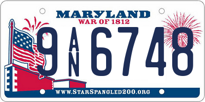 MD license plate 9AN6748