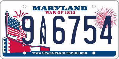 MD license plate 9AN6754