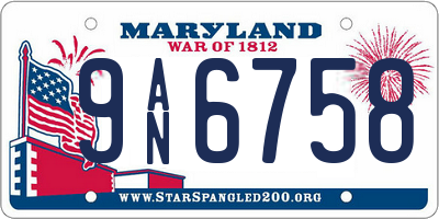 MD license plate 9AN6758