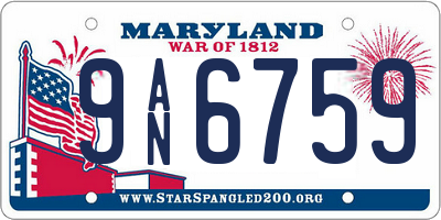 MD license plate 9AN6759