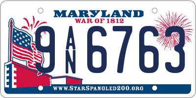 MD license plate 9AN6763