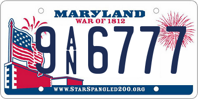 MD license plate 9AN6777