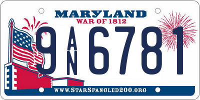 MD license plate 9AN6781