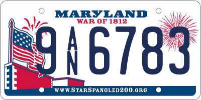 MD license plate 9AN6783