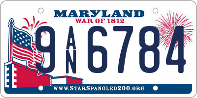 MD license plate 9AN6784