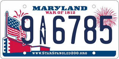 MD license plate 9AN6785