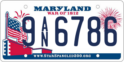 MD license plate 9AN6786