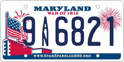 MD license plate 9AN6821