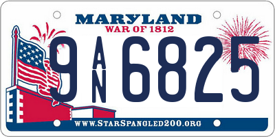 MD license plate 9AN6825