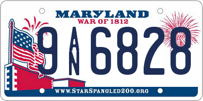 MD license plate 9AN6828